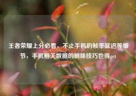 王者荣耀上分必看，不止手机的帧率延迟等细节，手机相关数据的删除技巧也得get