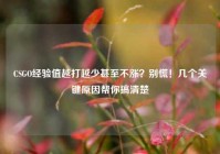 CSGO经验值越打越少甚至不涨？别慌！几个关键原因帮你搞清楚