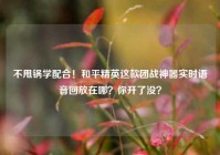 不甩锅学配合！和平精英这款团战神器实时语音回放在哪？你开了没？