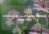 打不过CSGO别急！csgorB作为你的公平隐形裁判到底藏了什么？