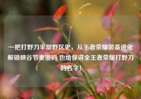 一把打野刀半部野区史，从王者荣耀装备进化解锁峡谷节奏密码 也给你讲全王者荣耀打野刀的名字！