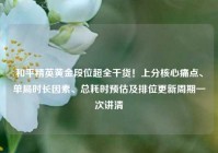 和平精英黄金段位超全干货！上分核心痛点、单局时长因素、总耗时预估及排位更新周期一次讲清