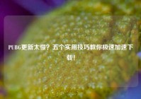 PUBG更新太慢？五个实用技巧教你极速加速下载！