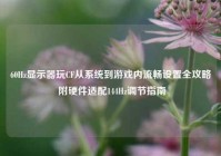 60Hz显示器玩CF从系统到游戏内流畅设置全攻略 附硬件适配144Hz调节指南