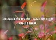 和平精英走路流畅全攻略，从新手到高手的移动秘诀（含视频）