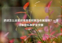 逆战怎么设置战绩查看权限及专属密码？一文详解隐私保护全步骤