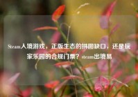 Steam入境游戏，正版生态的拼图缺口，还是玩家乐园的合规门票？steam出境易
