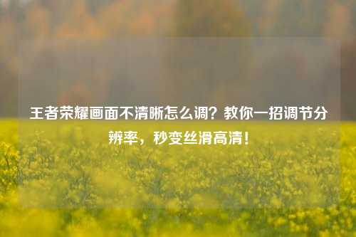王者荣耀画面不清晰怎么调？教你一招调节分辨率，秒变丝滑高清！