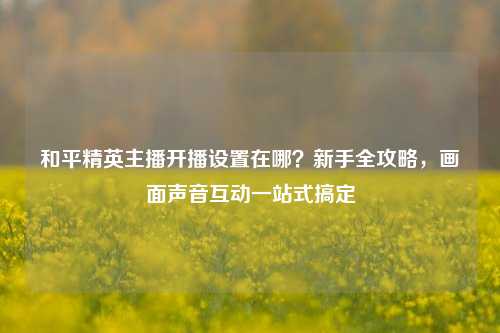 和平精英主播开播设置在哪？新手全攻略，画面声音互动一站式搞定