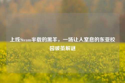 上线Steam半载的黑羊，一场让人窒息的东亚校园破茧解谜