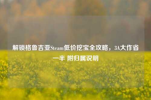 解锁格鲁吉亚Steam低价挖宝全攻略，3A大作省一半 附归属说明