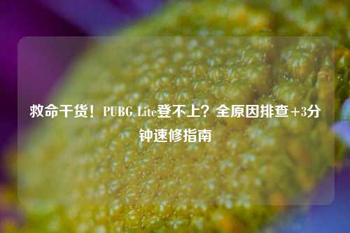 救命干货！PUBG Lite登不上？全原因排查+3分钟速修指南