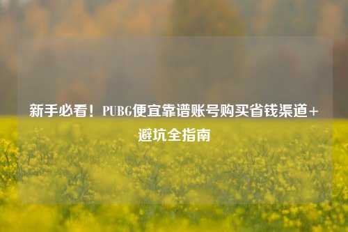 新手必看！PUBG便宜靠谱账号购买省钱渠道+避坑全指南