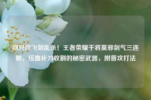 别只吹飞剑乱杀！王者荣耀干将莫邪剑气三连刺，压血补刀收割的秘密武器，附普攻打法