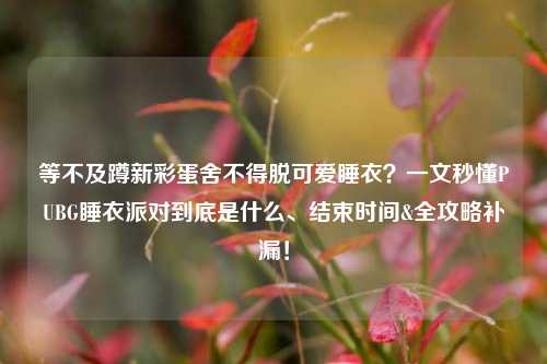 等不及蹲新彩蛋舍不得脱可爱睡衣?一文秒懂PUBG睡衣派对到底是什么、结束时间&全攻略补漏!