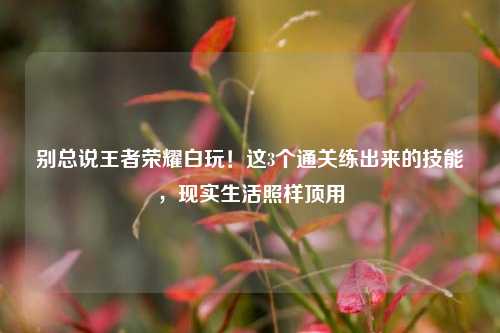 别总说王者荣耀白玩!这3个通关练出来的技能,现实生活照样顶用