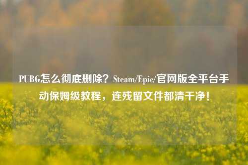 PUBG怎么彻底删除?Steam/Epic/官网版全平台手动保姆级教程,连残留文件都清干净!