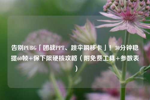 告别PUBG「团战PPT、跳伞瞬移卡」!30分钟稳提60帧+保下限硬核攻略(附免费工具+参数表)