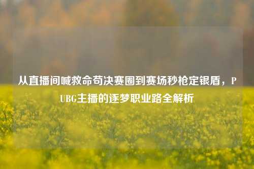 从直播间喊救命苟决赛圈到赛场秒枪定银盾，PUBG主播的逐梦职业路全解析