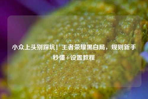 小众上头别踩坑!王者荣耀黑白局,规则新手秒懂+设置教程