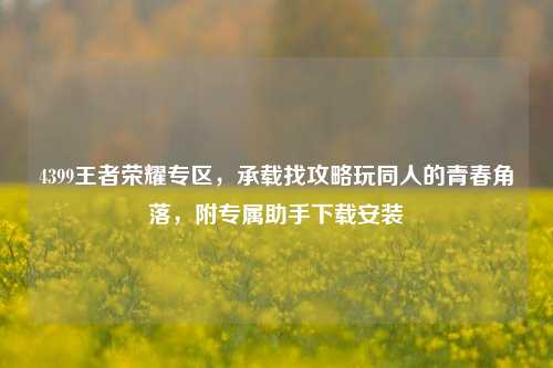 4399王者荣耀专区,承载找攻略玩同人的青春角落,附专属助手下载安装