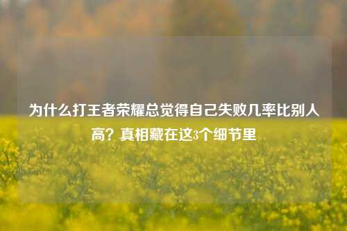 为什么打王者荣耀总觉得自己失败几率比别人高?真相藏在这3个细节里