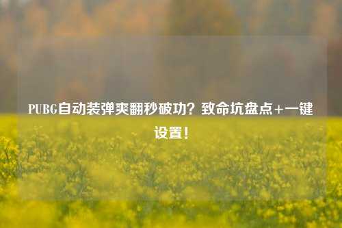 PUBG自动装弹爽翻秒破功?致命坑盘点+一键设置!