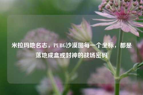 米拉玛地名志,PUBG沙漠图每一个坐标,都是落地成盒或封神的战场密码