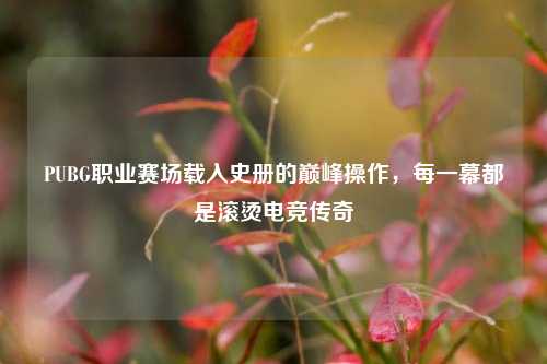 PUBG职业赛场载入史册的巅峰操作,每一幕都是滚烫电竞传奇