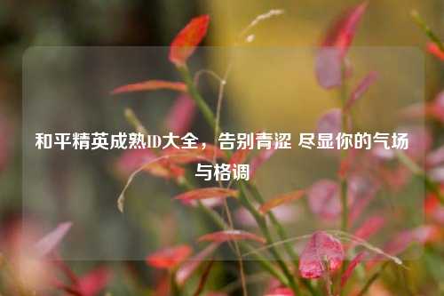 和平精英成熟ID大全,告别青涩 尽显你的气场与格调