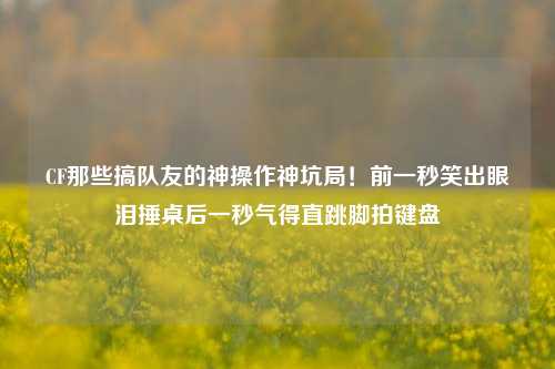 CF那些搞队友的神操作神坑局！前一秒笑出眼泪捶桌后一秒气得直跳脚拍键盘