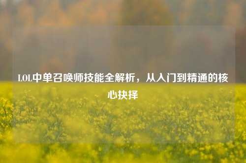 LOL中单召唤师技能全解析，从入门到精通的核心抉择