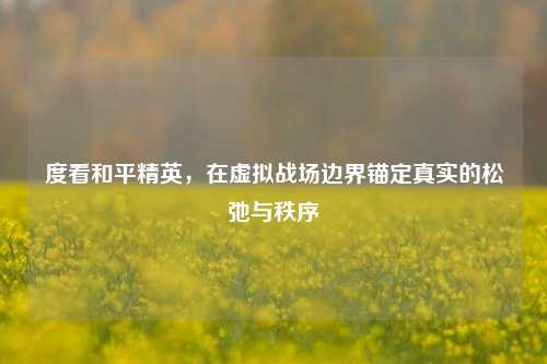 度看和平精英,在虚拟战场边界锚定真实的松弛与秩序