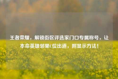 王者荣耀,解锁街区评选家门口专属称号,让本命英雄邻里C位出道,附显示方法!