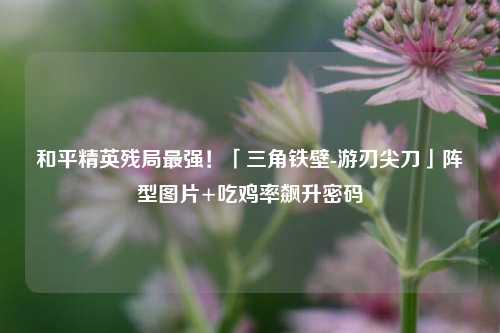 和平精英残局最强！「三角铁壁-游刃尖刀」阵型图片+吃鸡率飙升密码