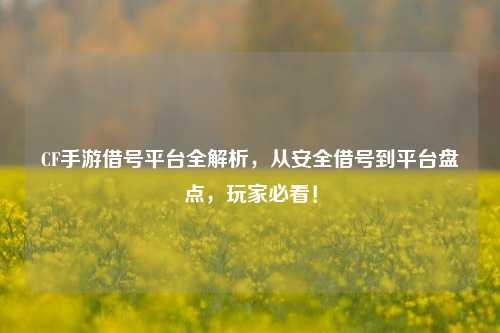 CF手游借号平台全解析,从安全借号到平台盘点,玩家必看!