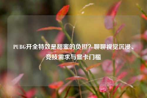 PUBG开全特效是甜蜜的负担？聊聊视觉沉浸、竞技需求与显卡门槛