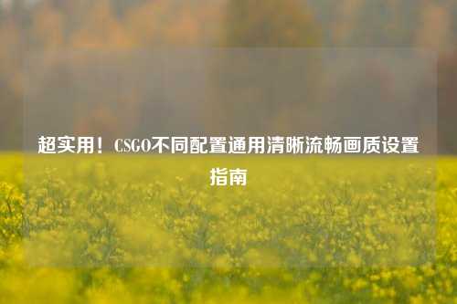 超实用!CSGO不同配置通用清晰流畅画质设置指南