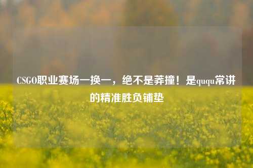 CSGO职业赛场一换一,绝不是莽撞!是ququ常讲的精准胜负铺垫