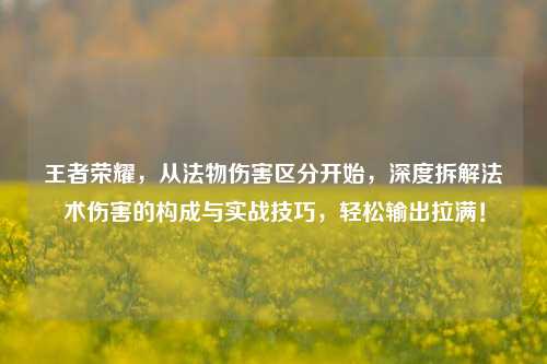 王者荣耀,从法物伤害区分开始,深度拆解法术伤害的构成与实战技巧,轻松输出拉满!