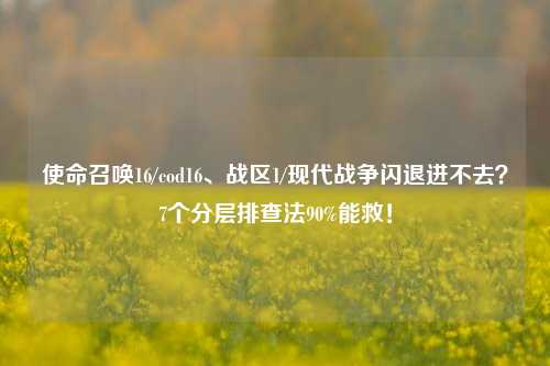 使命召唤16/cod16、战区1/现代战争闪退进不去?7个分层排查法90%能救!