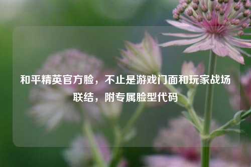 和平精英官方脸,不止是游戏门面和玩家战场联结,附专属脸型代码