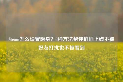 Steam怎么设置隐身?3种方法帮你悄悄上线不被好友打扰也不被看到