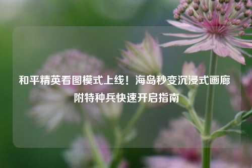 和平精英看图模式上线!海岛秒变沉浸式画廊 附特种兵快速开启指南