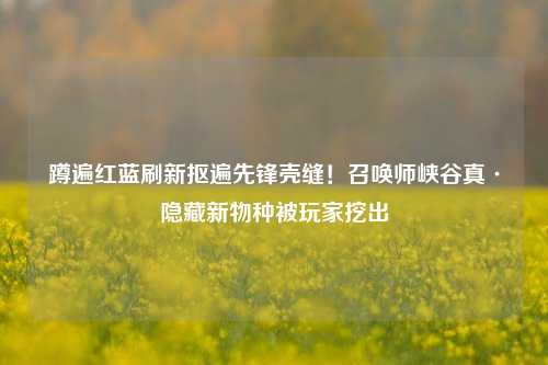 蹲遍红蓝刷新抠遍先锋壳缝!召唤师峡谷真·隐藏新物种被玩家挖出