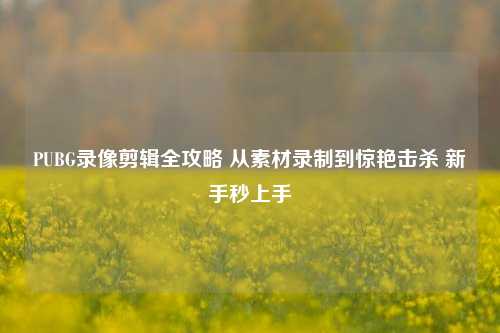 PUBG录像剪辑全攻略 从素材录制到惊艳击杀 新手秒上手