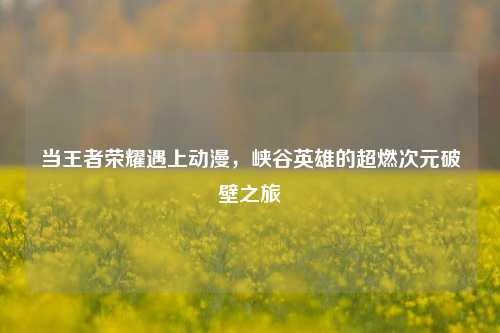当王者荣耀遇上动漫,峡谷英雄的超燃次元破壁之旅
