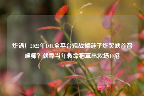 炸锅!2022年LOL全平台观战掉链子炸哭峡谷召唤师?就靠当年救命稻草出救场10招