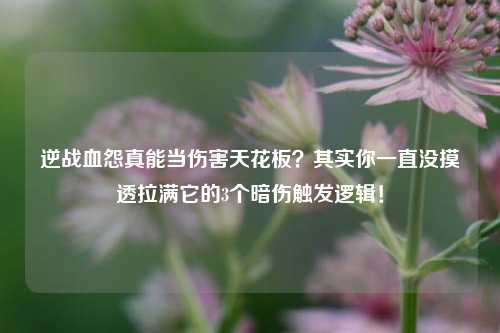 逆战血怨真能当伤害天花板?其实你一直没摸透拉满它的3个暗伤触发逻辑!