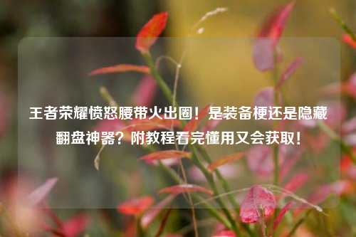 王者荣耀愤怒腰带火出圈!是装备梗还是隐藏翻盘神器?附教程看完懂用又会获取!
